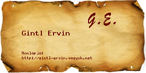 Gintl Ervin névjegykártya